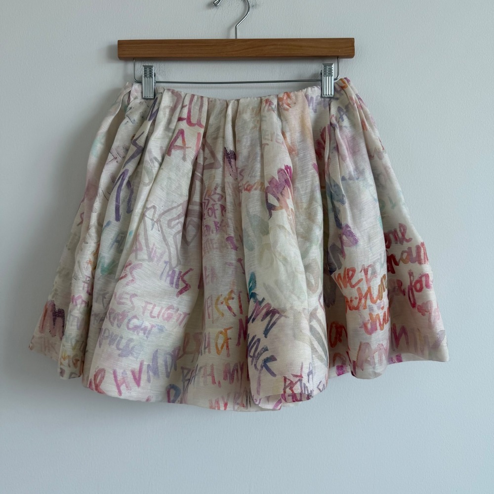 Zimmerman Silk Linen Blend Print Mini Skirt Size 0
